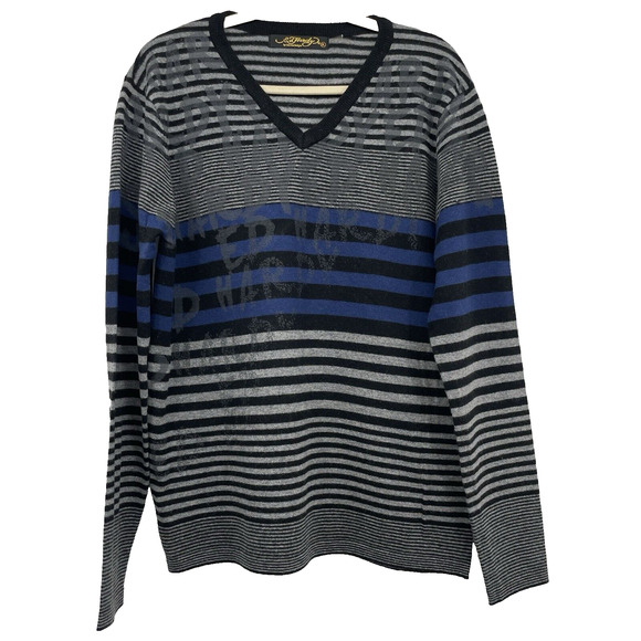 Ed Hardy by Christian Audigier Size XL Wool Blend Pullover Sweater V-Neck Unisex - Picture 2 of 8